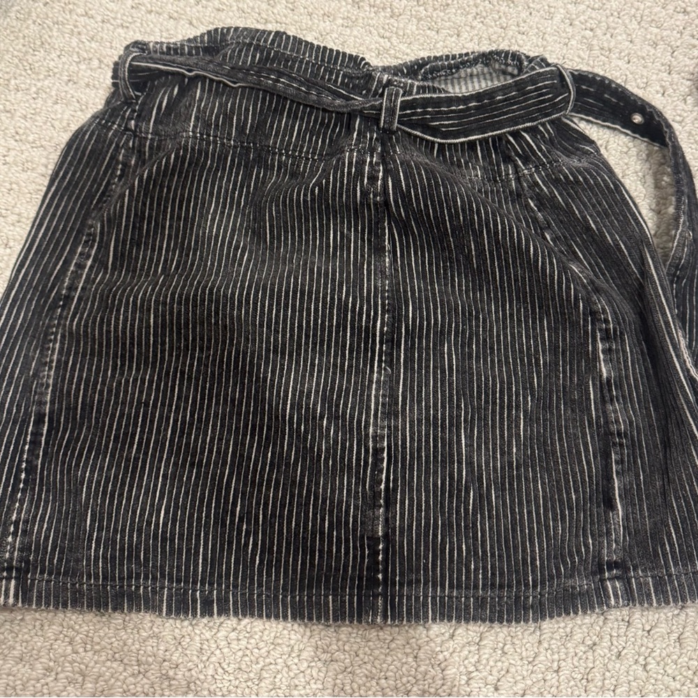 Honey Punch Black and White Striped Mini Skirt
